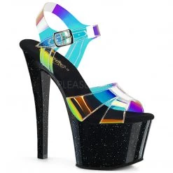 Pleaser Rainbow Clothing 7" Black/Rainbow Ankle Strap Platform High Heels*
