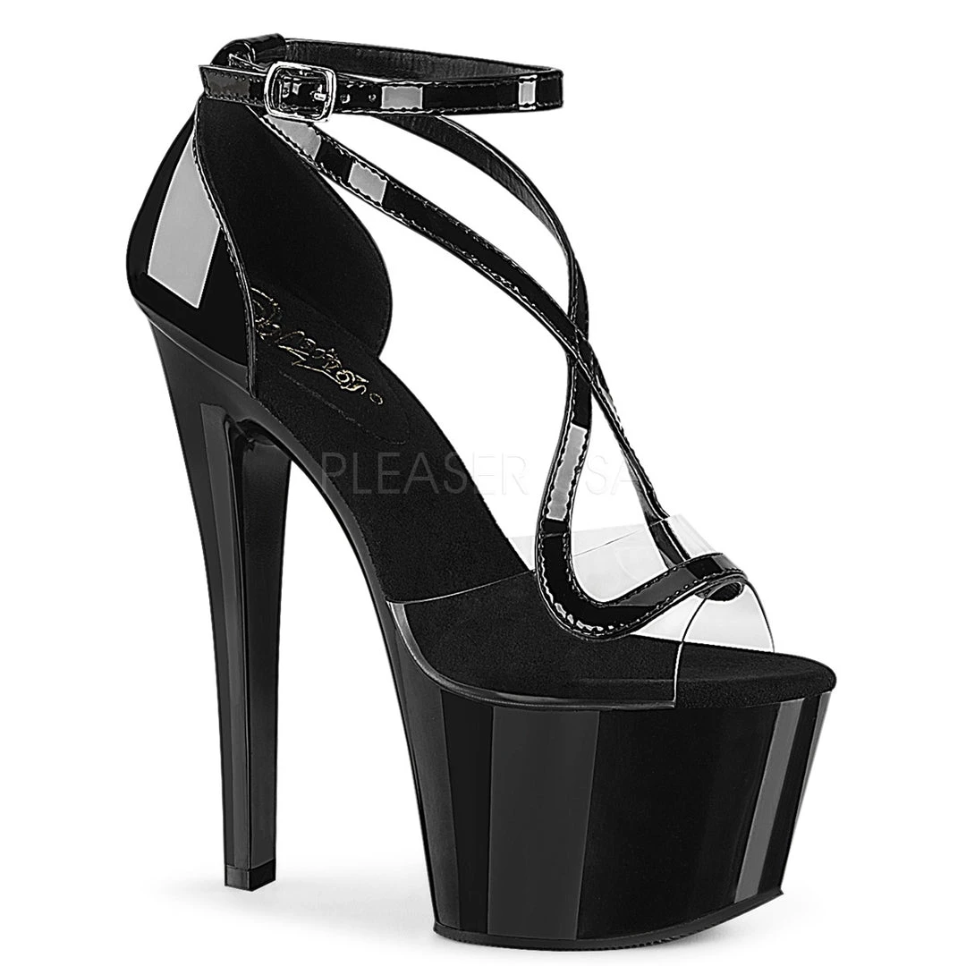 Pleaser Shoes 7" Heel Clear/Black Ankle Strap Platforms* 3 Pleaser Shoes 7" Heel Clear/Black Ankle Strap Platforms*