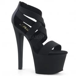 Pleaser 7" Black Criss-Cross Sandal Platform Shoes Shoes*