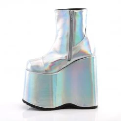 Demonia Shoes Silver Vegan Leather 7