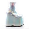 Demonia Shoes Silver Vegan Leather 7" Platform Ankle Boots*