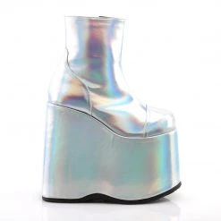 Demonia Shoes Silver Vegan Leather 7" Platform Ankle Boots*
