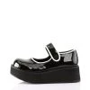 Demonia Black/White Patent Leather 2.3" Platform Shoes*