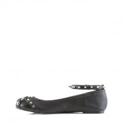 Demonia Shoes Black Vegan Leather Flats W/ Buckle & Spikes*