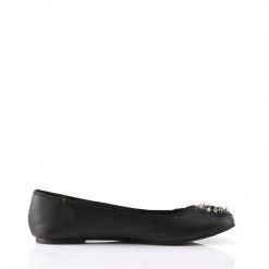 Demonia Shoes Black Vegan Leather-Faux Fur Flats*