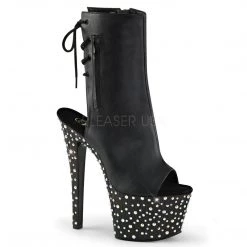 Pleaser 7" Heel Black Faux Leather Platform Boot* Shoes