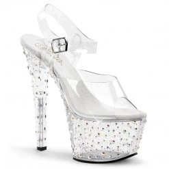 Pleaser Shoes 7" Clear Ankle Strap Pumps W/ 2.8" Platform*