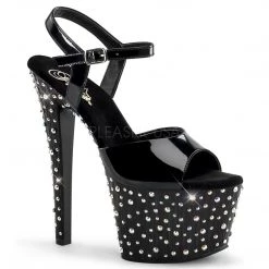 Pleaser Shoes 7" Black Ankle Strap Platform Heels*
