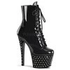 Pleaser Shoes 7" Heel Black Lace-Up Ankle Boot*