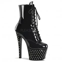 Pleaser Shoes 7" Heel Black Lace-Up Ankle Boot*