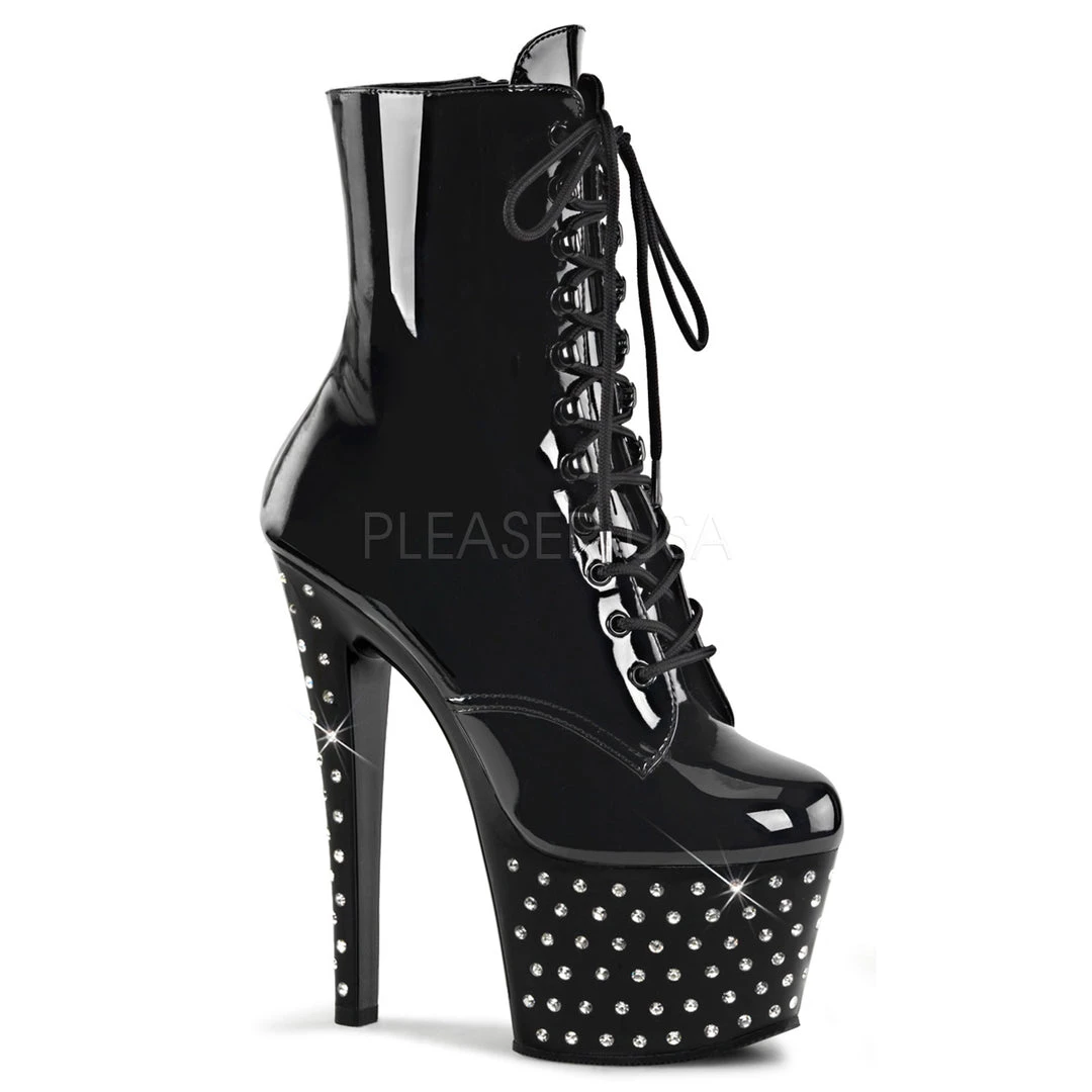 Pleaser Shoes 7" Heel Black Lace-Up Ankle Boot* 3 Pleaser Shoes 7" Heel Black Lace-Up Ankle Boot*