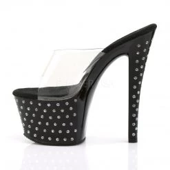 Pleaser Shoes Clear 7" Rhinestone Studded Heels*