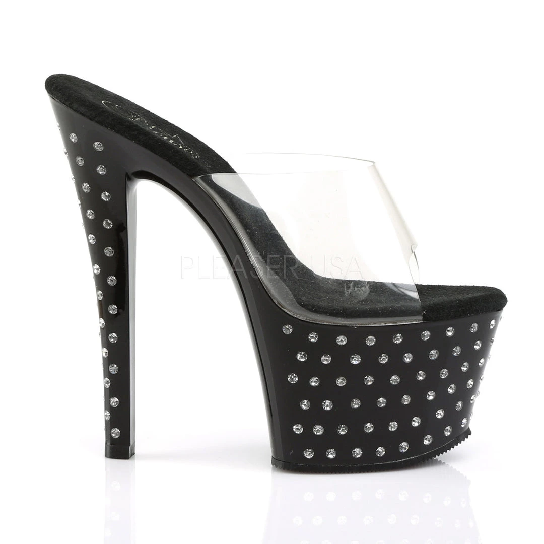 Pleaser Shoes Clear 7" Rhinestone Studded Heels* 6 Pleaser Shoes Clear 7" Rhinestone Studded Heels*