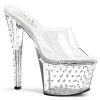 Pleaser 7" Clear Rhinestone Studded Platform High Heels*
