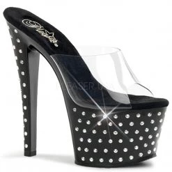 Pleaser Shoes Clear 7" Rhinestone Studded Heels*