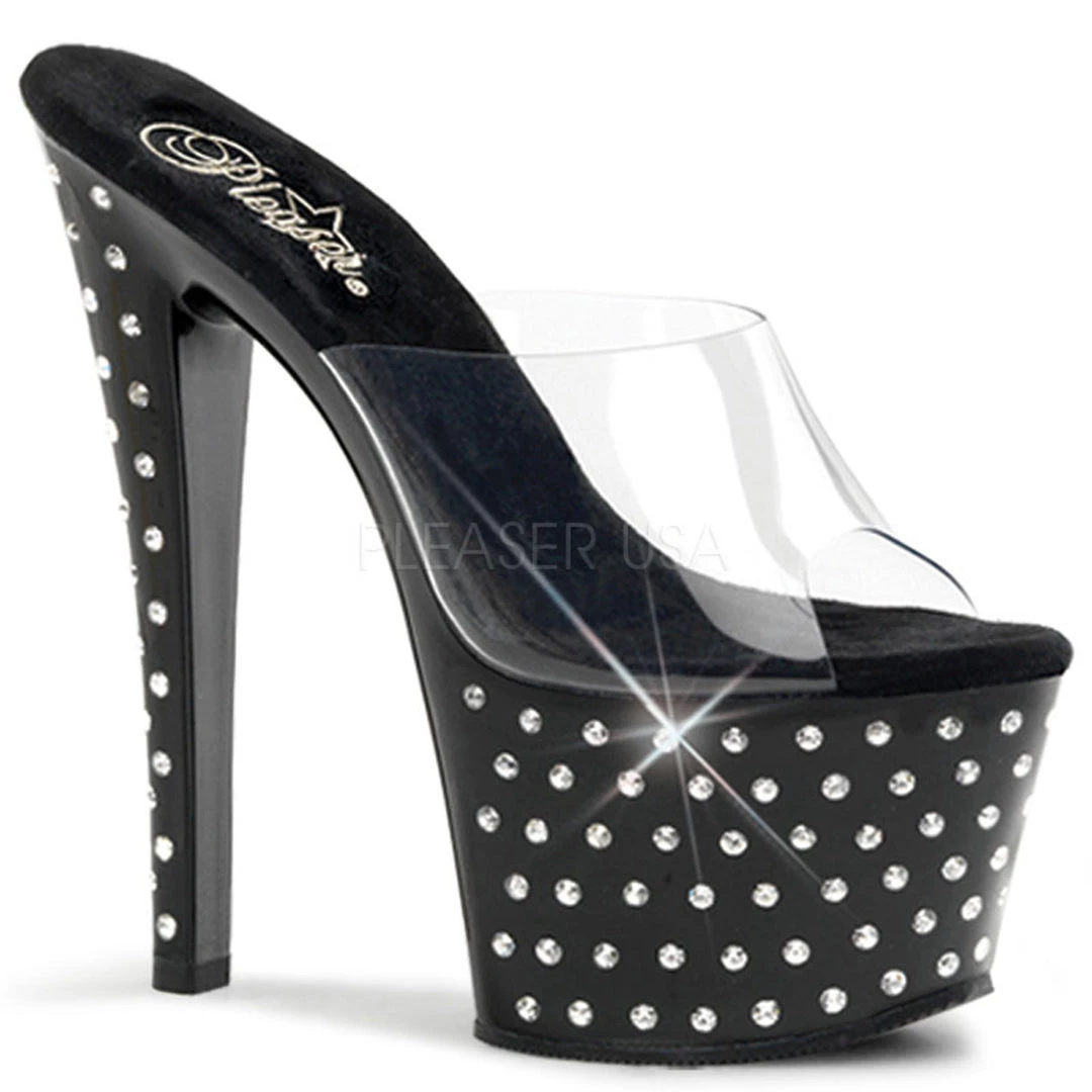 Pleaser Shoes Clear 7" Rhinestone Studded Heels* 3 Pleaser Shoes Clear 7" Rhinestone Studded Heels*