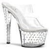 Pleaser 7" Heel Clear Rhinestone Studded Platform Shoes*