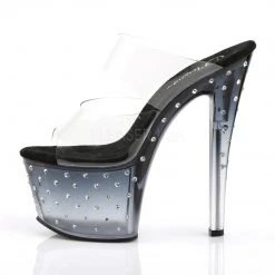 Pleaser Shoes 7" Clear/Black Platform Heels*