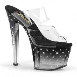 Pleaser Shoes 7" Clear/Black Platform Heels*