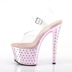 Pleaser Shoes 7" Clear/Black Ankle Strap Platform Pumps*