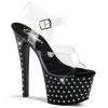 Pleaser Clr/Blk 7" Ankle Strap High Heels*