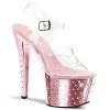 Pleaser Shoes 7" Clear/Black Ankle Strap Platform Pumps*