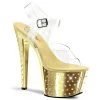 Pleaser 7" Clear/Gold Ankle Strap Platform Heels*