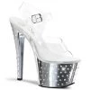 Pleaser Clr/Slv Ankle Strap Platform High Heels* Shoes 2 Pleaser Clr/Slv Ankle Strap Platform High Heels* Shoes