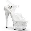 Pleaser Shoes Clear/Silver 7" Ankle Strap Pumps*