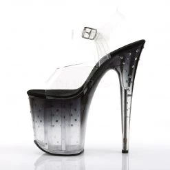Pleaser Shoes 8" Clear/Black Ankle Strap Platform Heels*