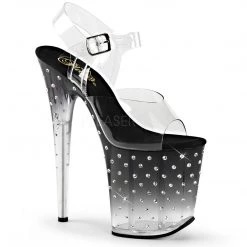 Pleaser Shoes 8" Clear/Black Ankle Strap Platform Heels*