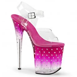 Pleaser Shoes 8" Clear/Pink Ankle Strap Platform High Heels*