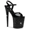 Pleaser 8" Black Rhinestone Studded Platform Heels* Shoes