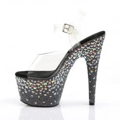 Pleaser Shoes 7" Clear/Black Ankle Strap Platform High Heels*