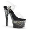 Pleaser Shoes 7" Clear/Black Ankle Strap Platform High Heels*