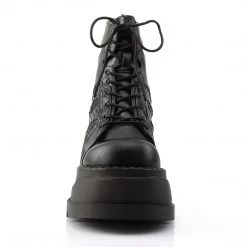 Demonia Black Vegan Leather Lace-Up 4.8" Platform Boots*