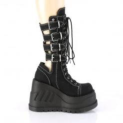 Demonia Black Canvas 4.8" Platform Mid-Calf Boots*