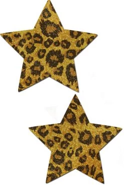 Pastease Glittering Gold Cheetah Star Nipple Pasties Costumes