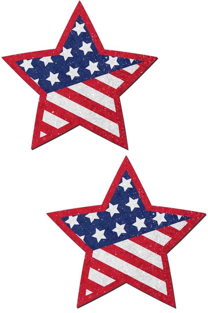 Pastease Glittering Patriotic Star Nipple Pasties 3 Pastease Glittering Patriotic Star Nipple Pasties
