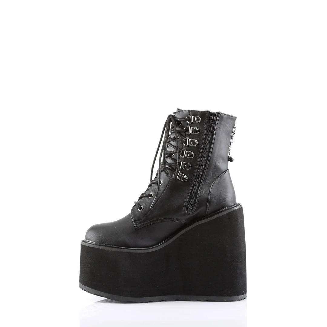 Demonia Shoes Black Vegan Leather Lace-Up 5.5" Platform Boots* 5 Demonia Shoes Black Vegan Leather Lace-Up 5.5" Platform Boots*