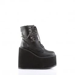 Demonia Shoes Black Vegan Leather Lace-Up 5.5" Platform Boots*