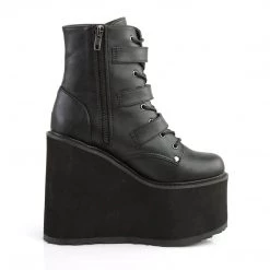 Demonia Shoes Black Vegan Leather 5.5" Platform Ankle Boots* 9 Demonia Shoes Black Vegan Leather 5.5