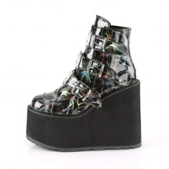 Demonia Shoes Black Hologram 5.5" Platform Ankle Boots* 8 Demonia Shoes Black Hologram 5.5