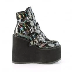 Demonia Shoes Black Hologram 5.5" Platform Ankle Boots*