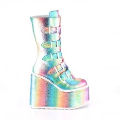 Demonia Rainbow Vegan Leather 5.5" Platform Mid-Calf Boots* Rainbow Clothing
