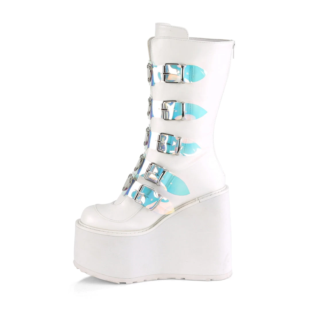 Demonia White Vegan Leather 5.5" Platform Mid-Calf Boots* Shoes 5 Demonia White Vegan Leather 5.5" Platform Mid-Calf Boots* Shoes
