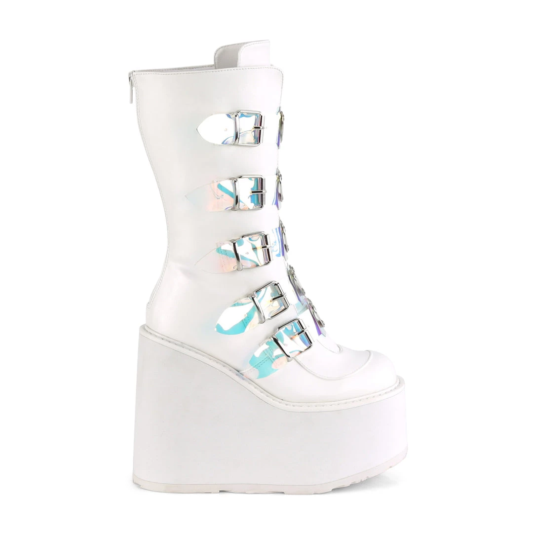Demonia White Vegan Leather 5.5" Platform Mid-Calf Boots* Shoes 3 Demonia White Vegan Leather 5.5" Platform Mid-Calf Boots* Shoes