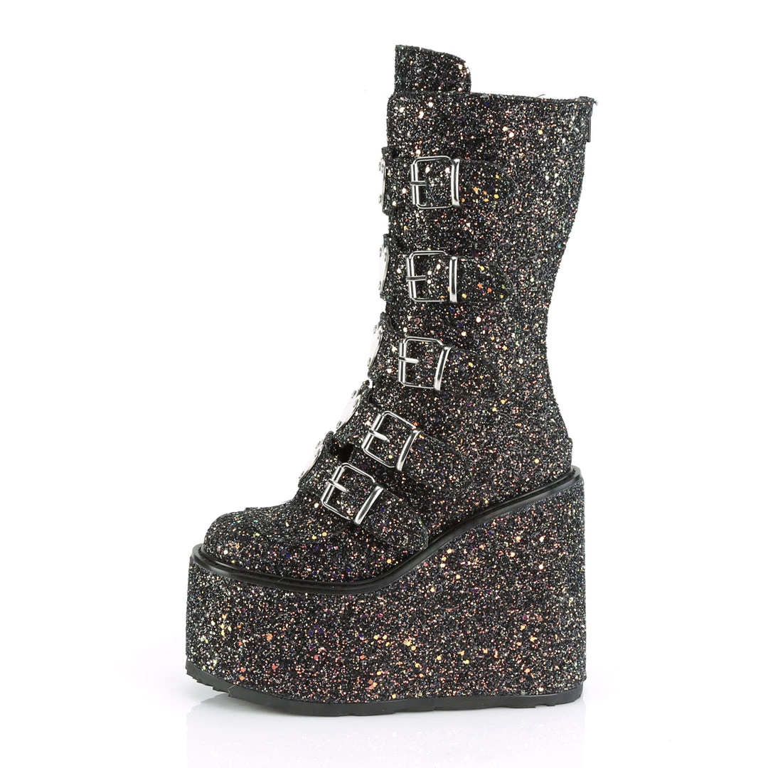 Demonia Shoes Black Multi Glitter 5.5" Platform Mid-Calf Boots* 5 Demonia Shoes Black Multi Glitter 5.5" Platform Mid-Calf Boots*