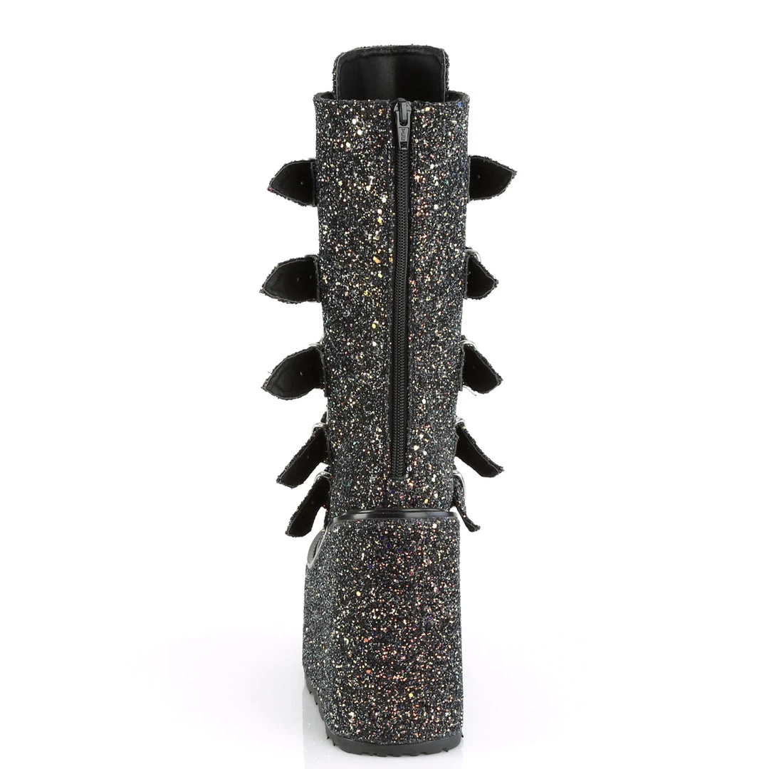 Demonia Shoes Black Multi Glitter 5.5" Platform Mid-Calf Boots* 6 Demonia Shoes Black Multi Glitter 5.5" Platform Mid-Calf Boots*