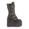Demonia Shoes Black Multi Glitter 5.5" Platform Mid-Calf Boots*